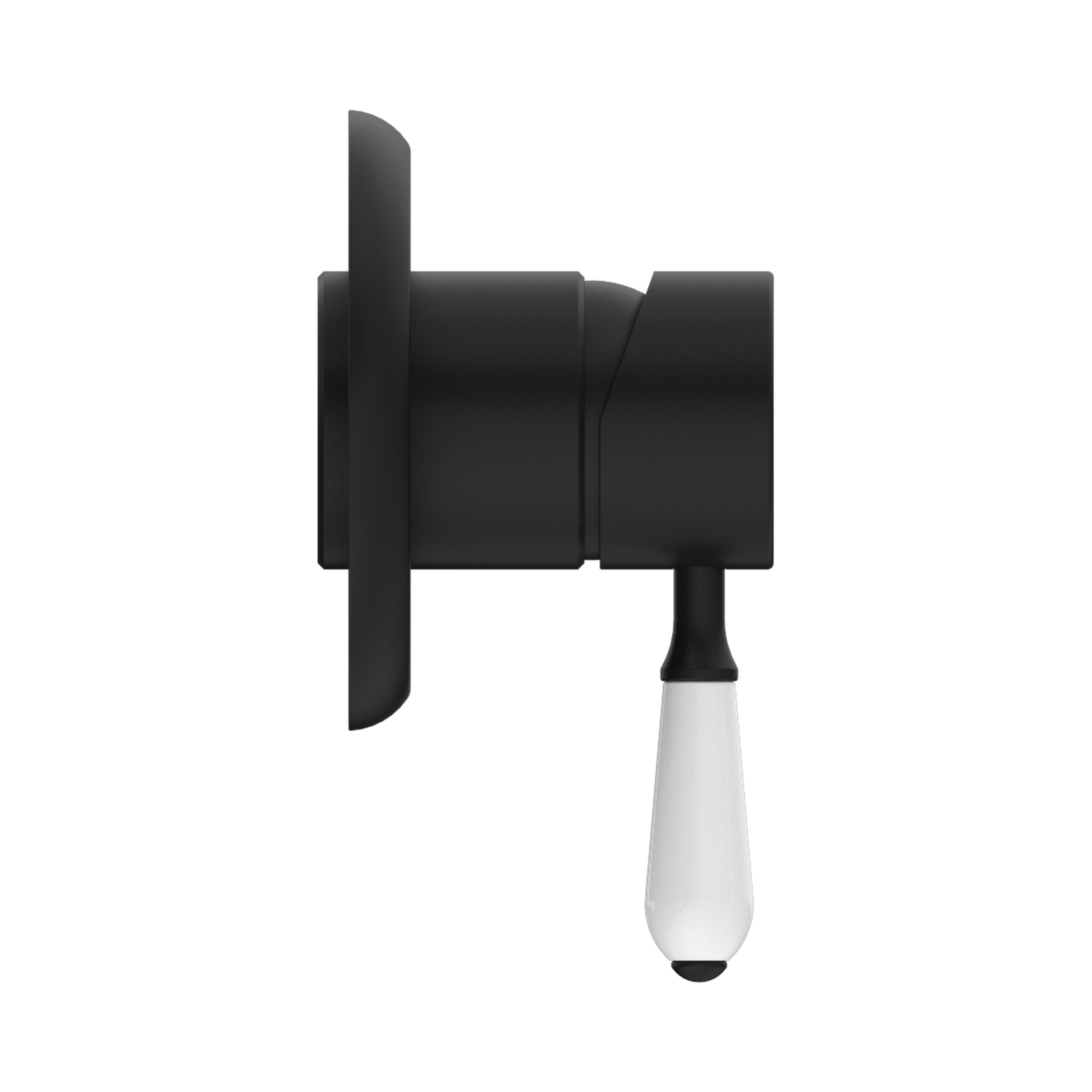 Nero York Wall/Shower Mixer With White Porcelain Lever, Matte Black