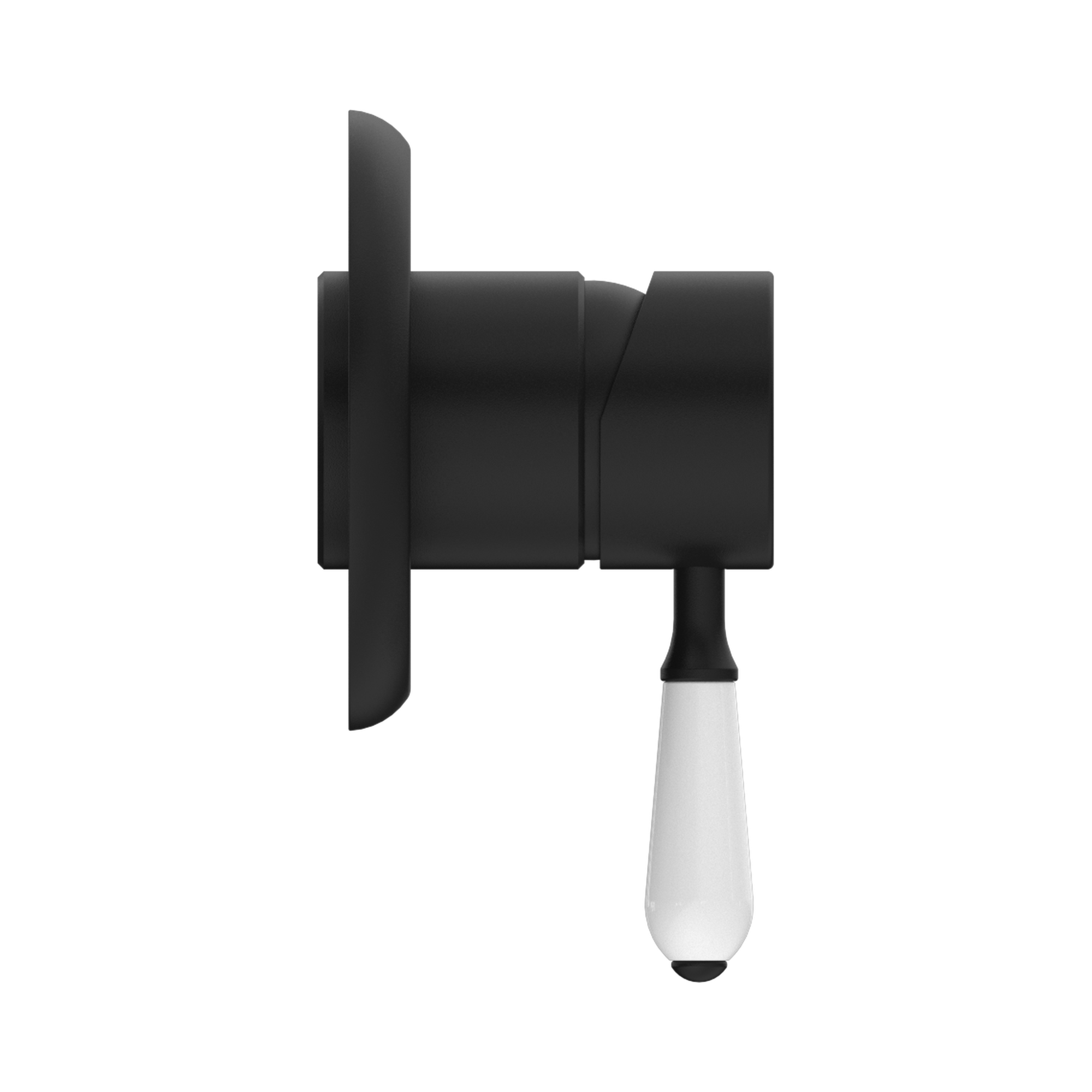 Nero York Wall/Shower Mixer With White Porcelain Lever, Matte Black