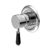 Nero York Wall/Shower Mixer With Black Porcelain Lever, Chrome