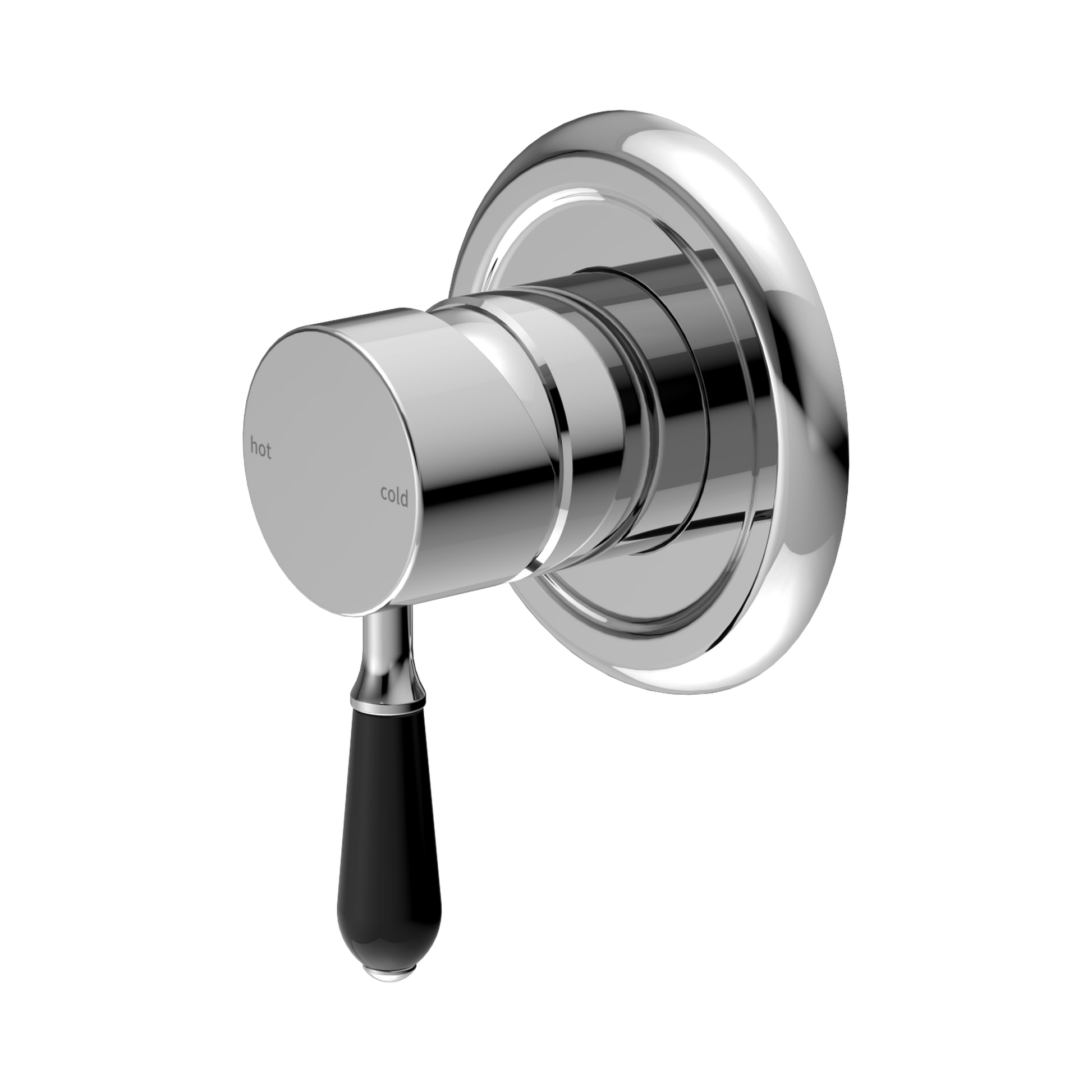 Nero York Wall/Shower Mixer With Black Porcelain Lever, Chrome