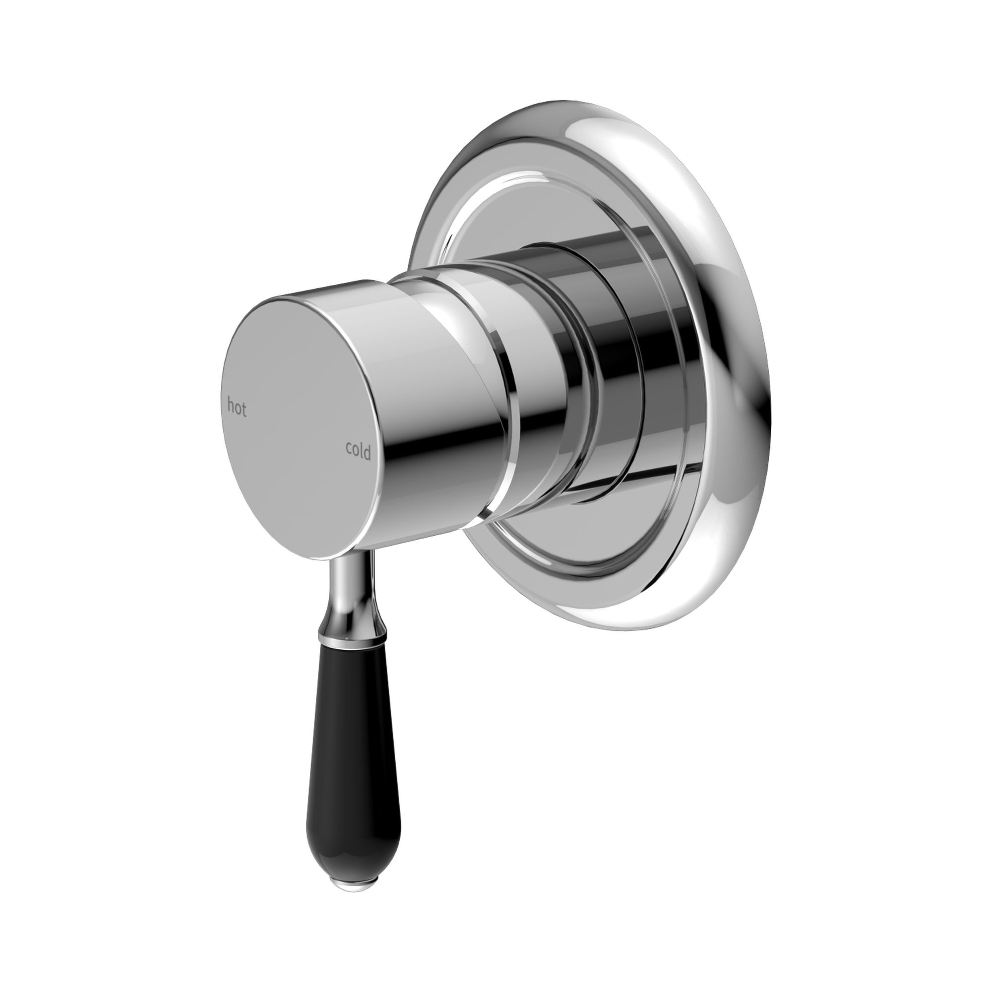 Nero York Wall/Shower Mixer With Black Porcelain Lever, Chrome
