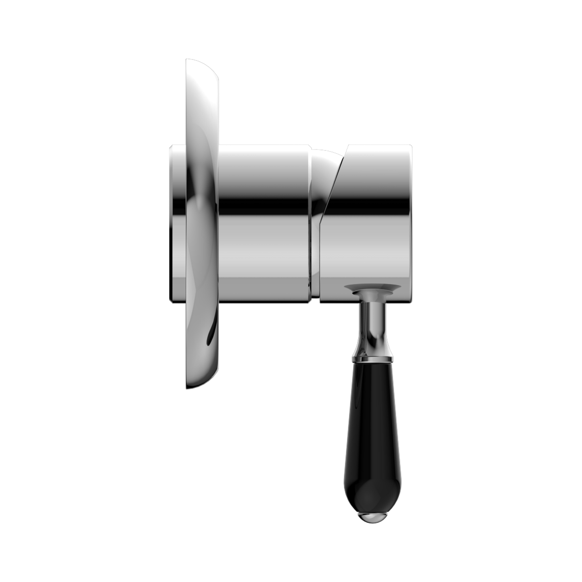 Nero York Wall/Shower Mixer With Black Porcelain Lever, Chrome