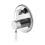 Nero York Diverter Mixer With White Porcelain Lever, Chrome