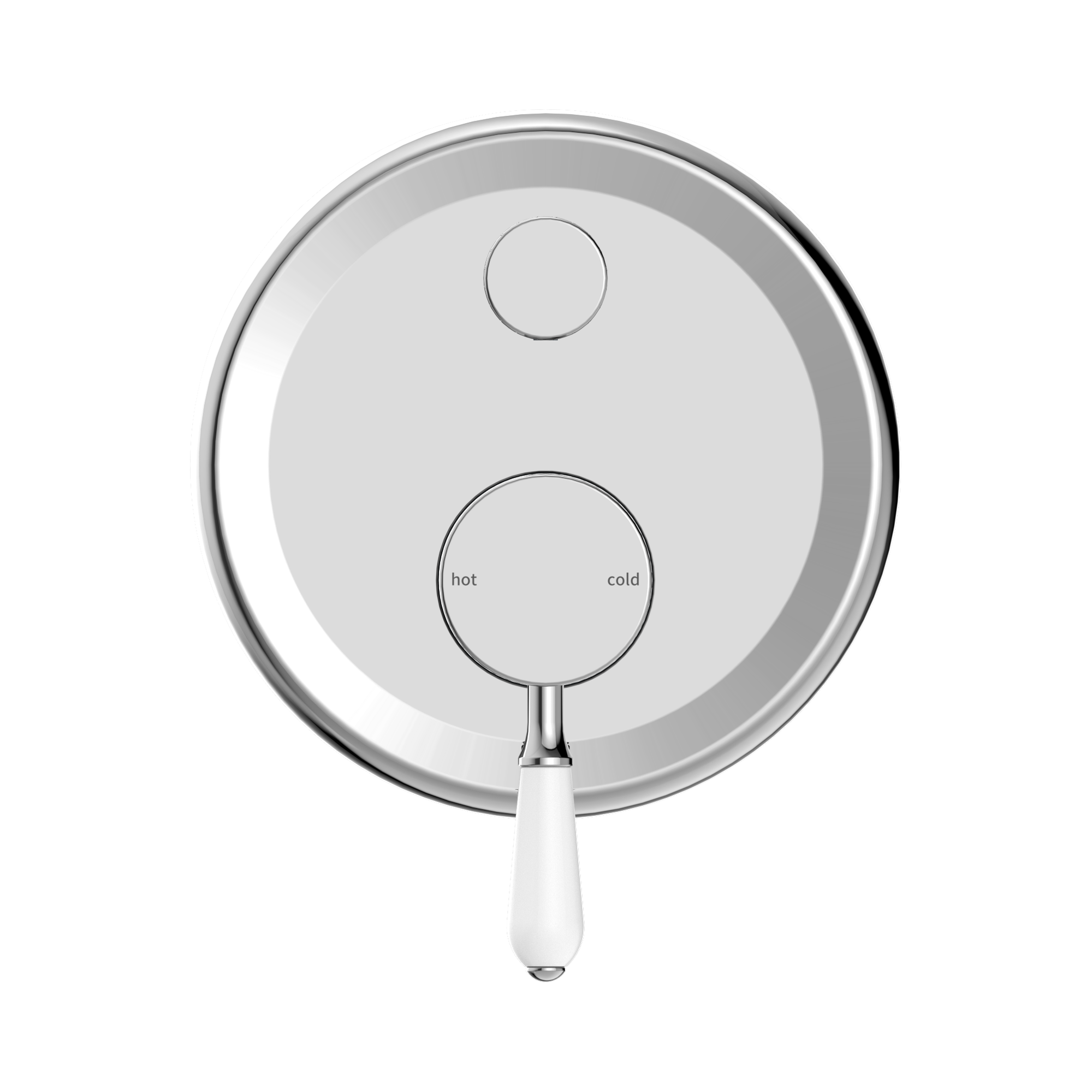 Nero York Diverter Mixer With White Porcelain Lever, Chrome