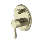 Nero York Diverter Mixer With Metal Lever Aged Brass