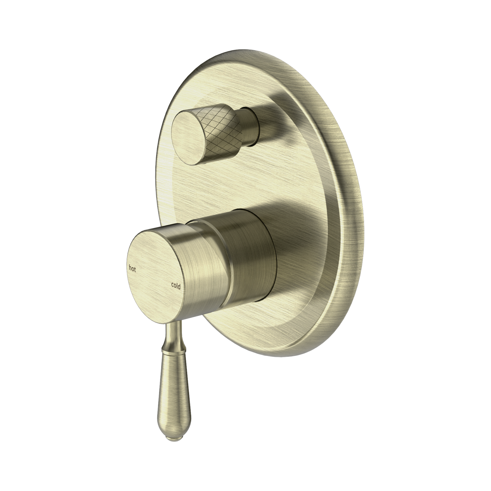 Nero York Diverter Mixer With Metal Lever Aged Brass