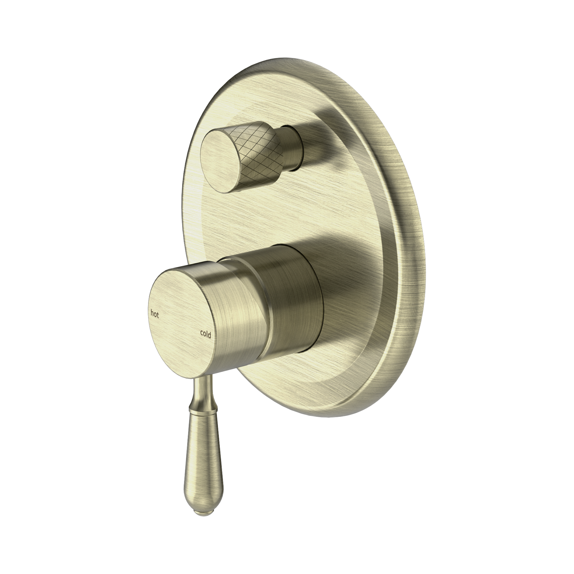 Nero York Diverter Mixer With Metal Lever Aged Brass
