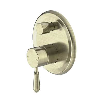 Nero York Shower Mixer With Diverter With Metal Lever, Aged Brass