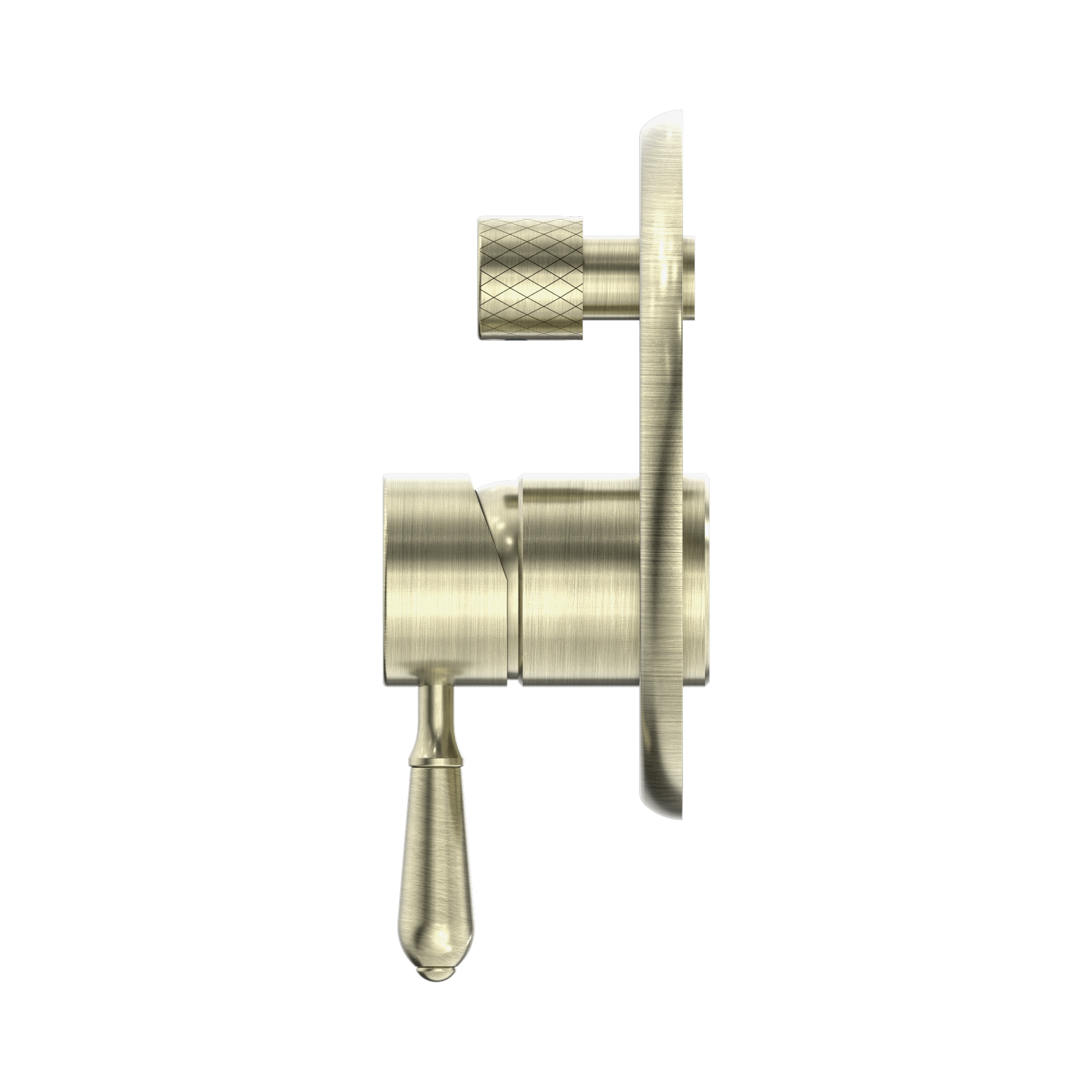 Nero York Diverter Mixer With Metal Lever Aged Brass