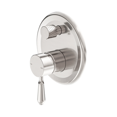 Nero York Shower Mixer With Diverter With Metal Lever, Brushed Nickel