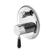 Nero York Diverter Mixer With Black Porcelain Lever, Chrome