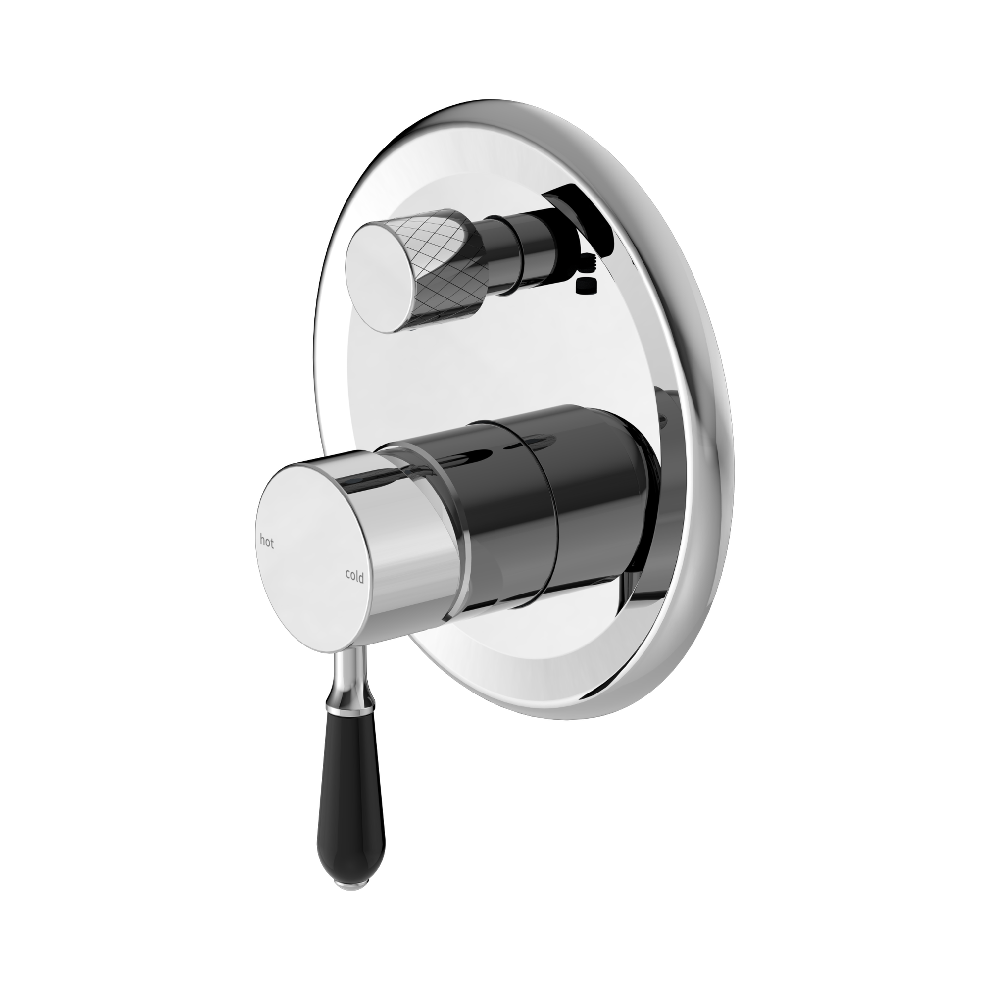 Nero York Diverter Mixer With Black Porcelain Lever, Chrome