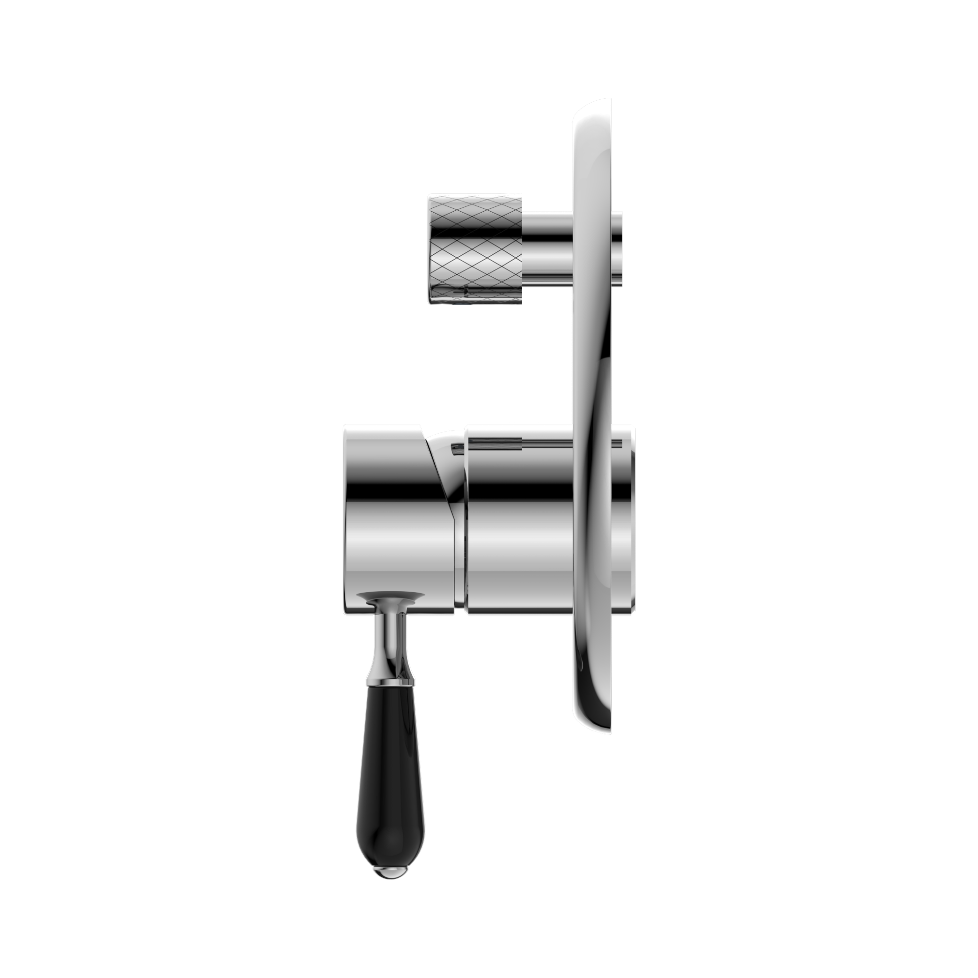 Nero York Diverter Mixer With Black Porcelain Lever, Chrome