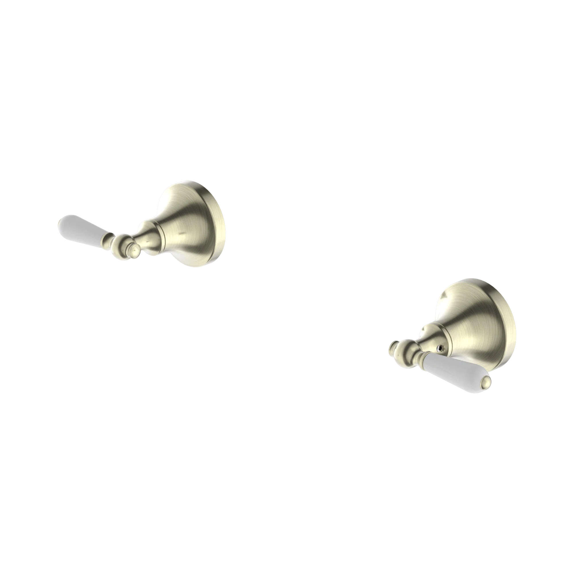 Nero York Wall Top Assemblies With White Porcelain Lever Aged Brass