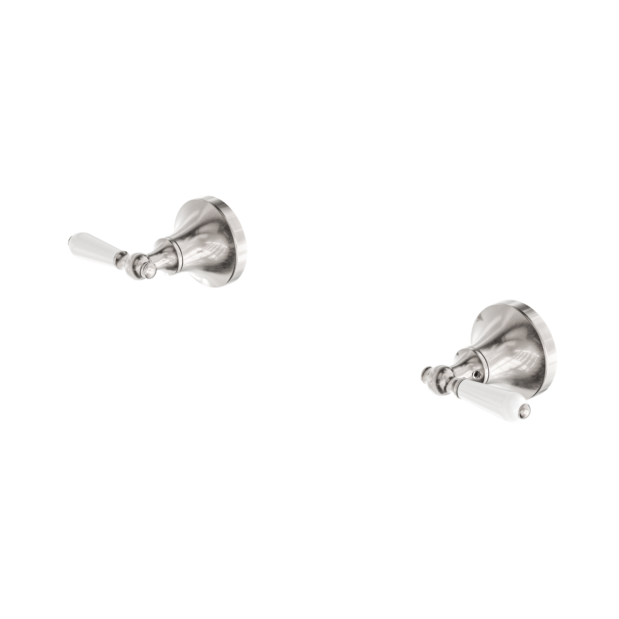 Nero York Wall Top Assemblies With White Porcelain Lever, Brushed Nickel
