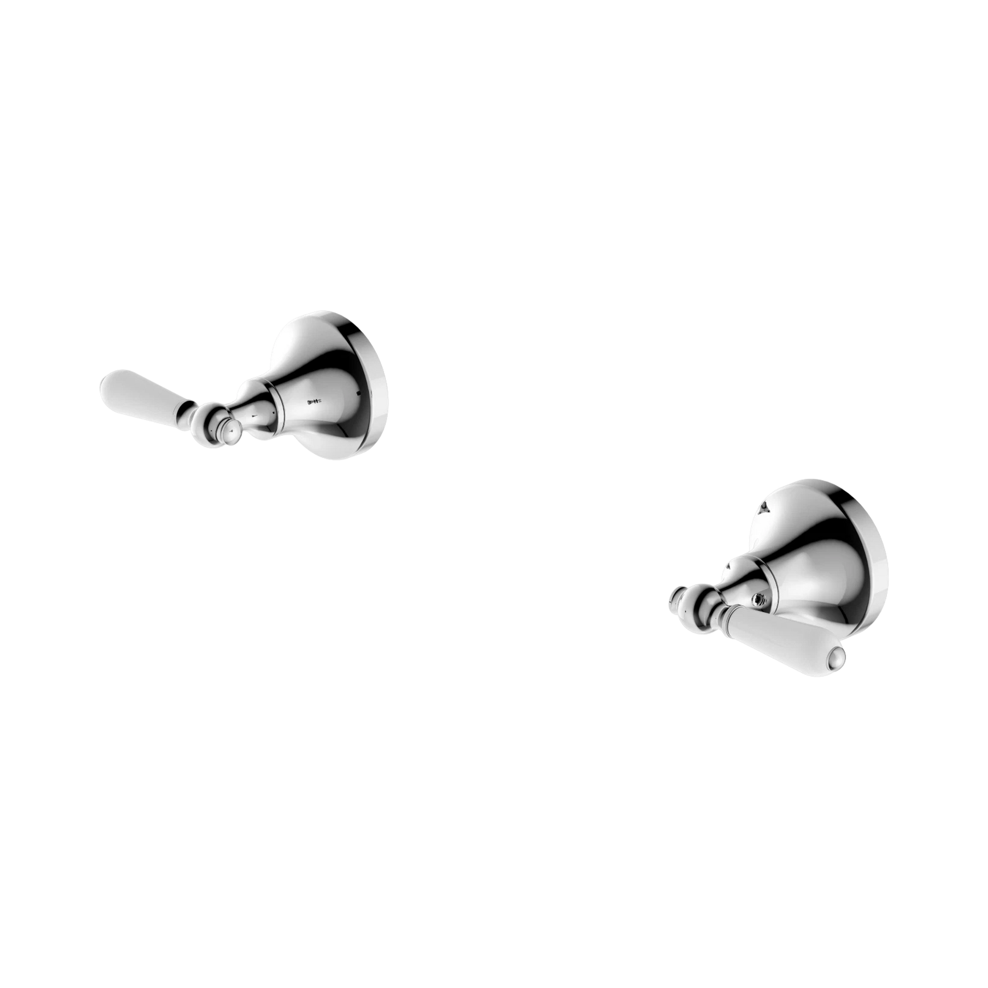 Nero York Wall Top Assemblies With White Porcelain Lever, Chrome