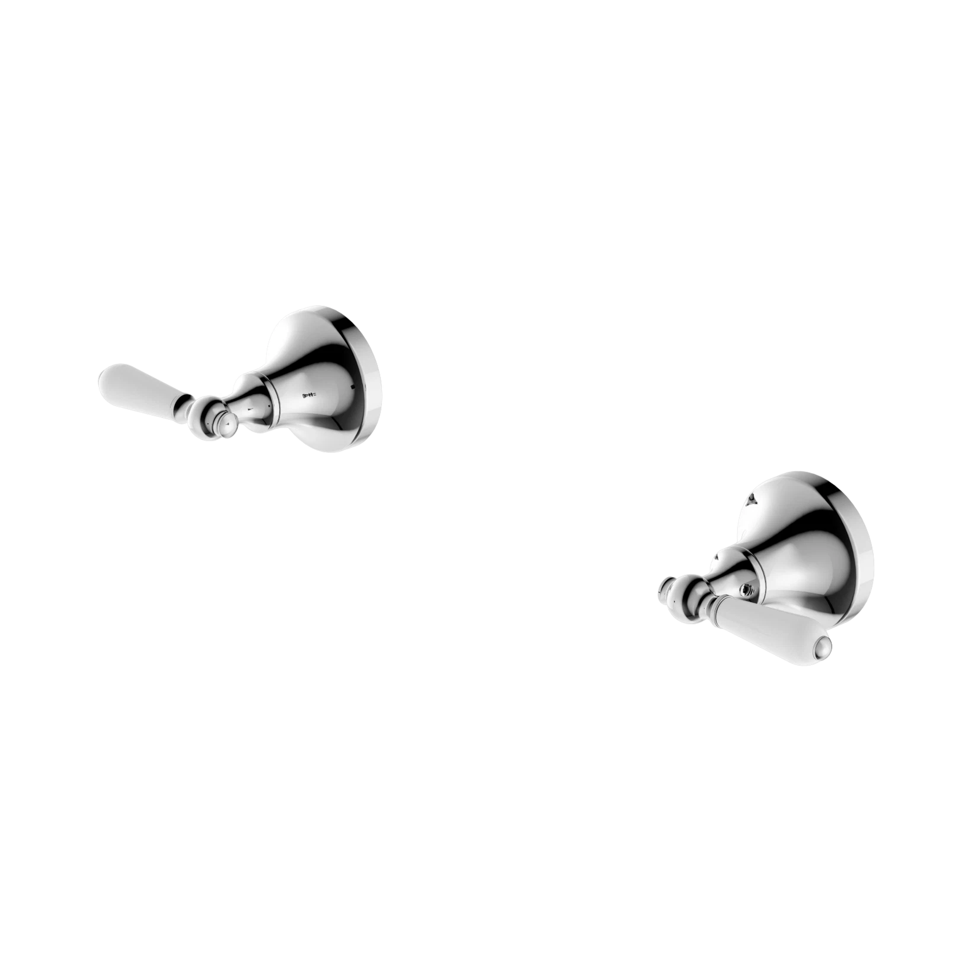 Nero York Wall Top Assemblies With White Porcelain Lever, Chrome