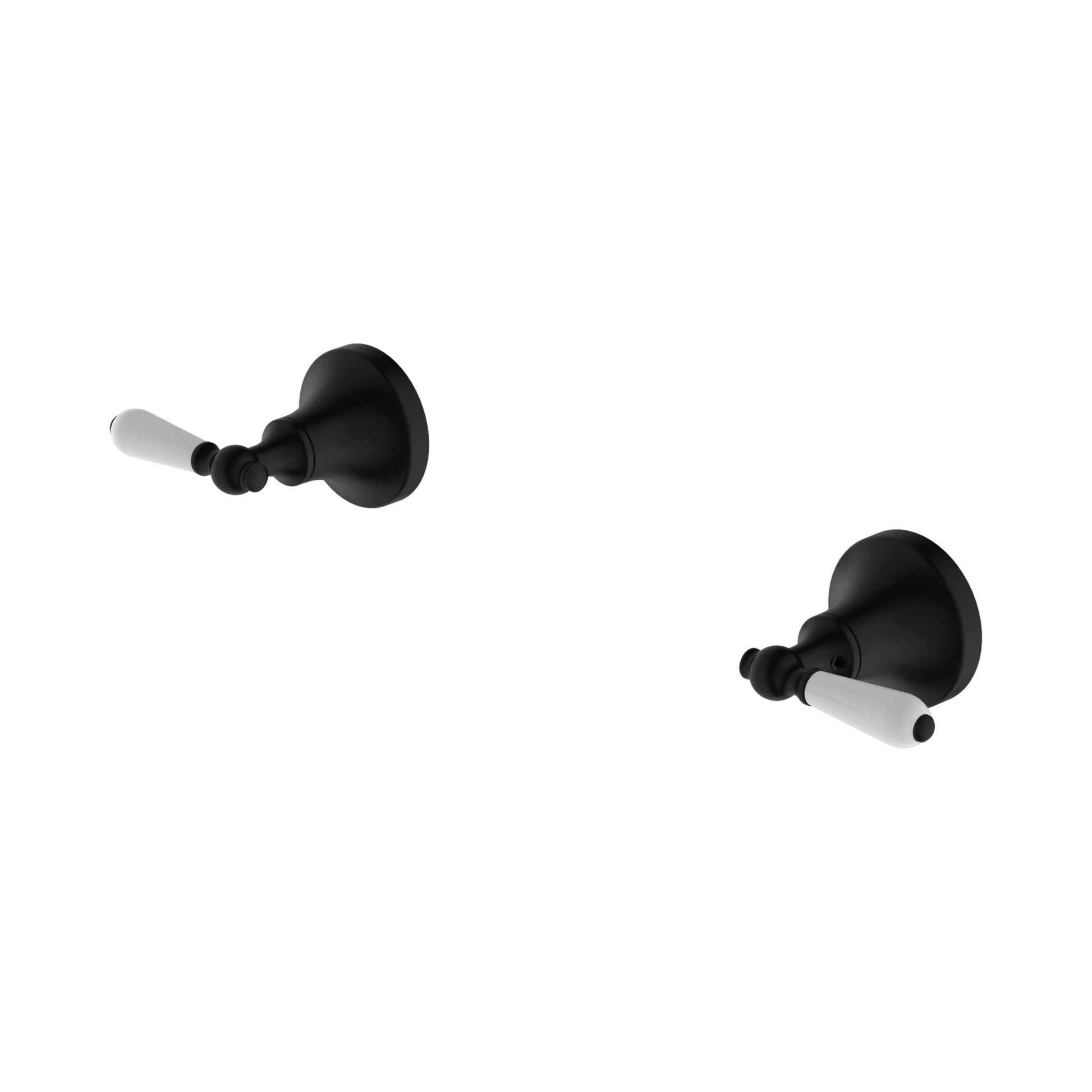 Nero York Wall Top Assemblies With White Porcelain Lever, Matte Black
