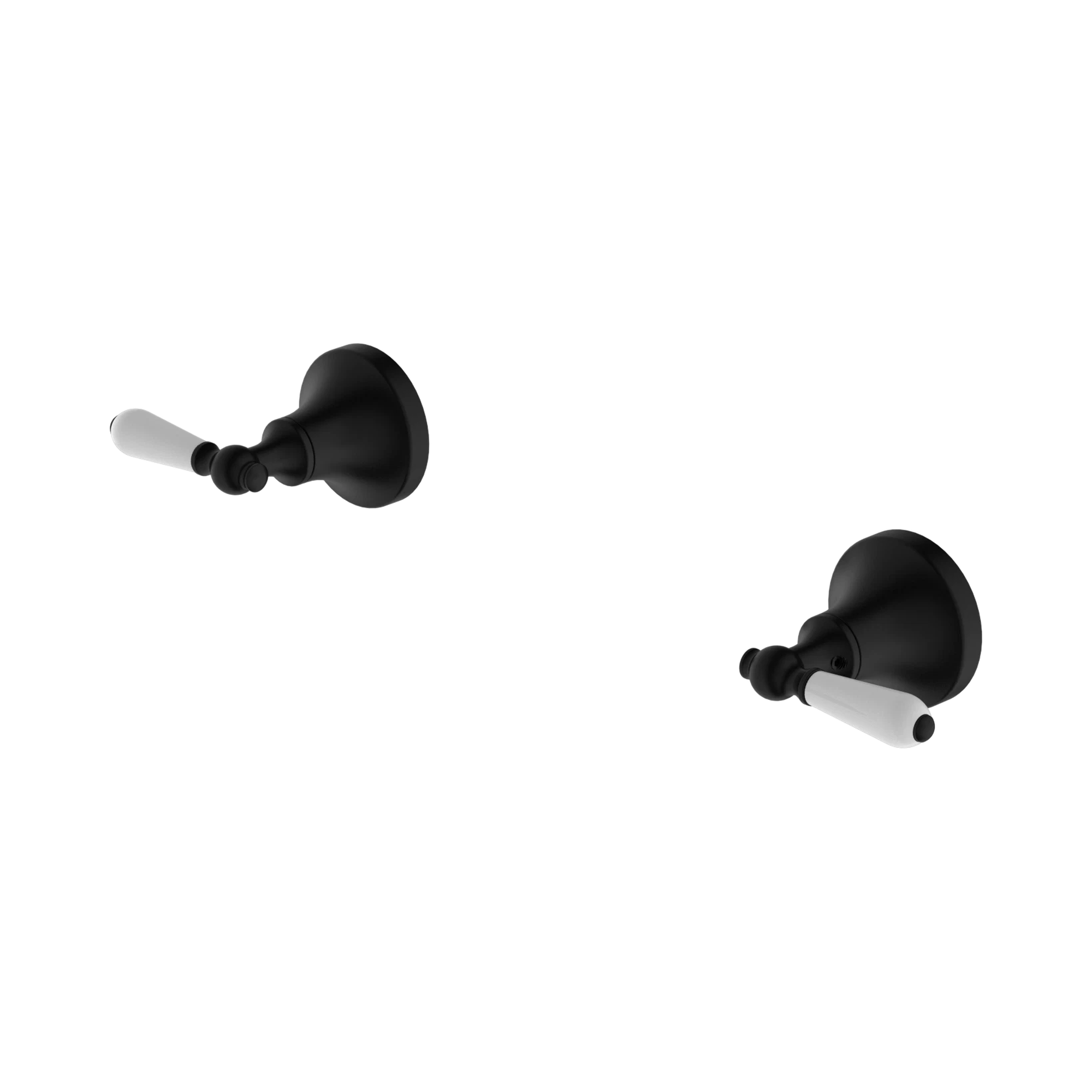 Nero York Wall Top Assemblies With White Porcelain Lever, Matte Black