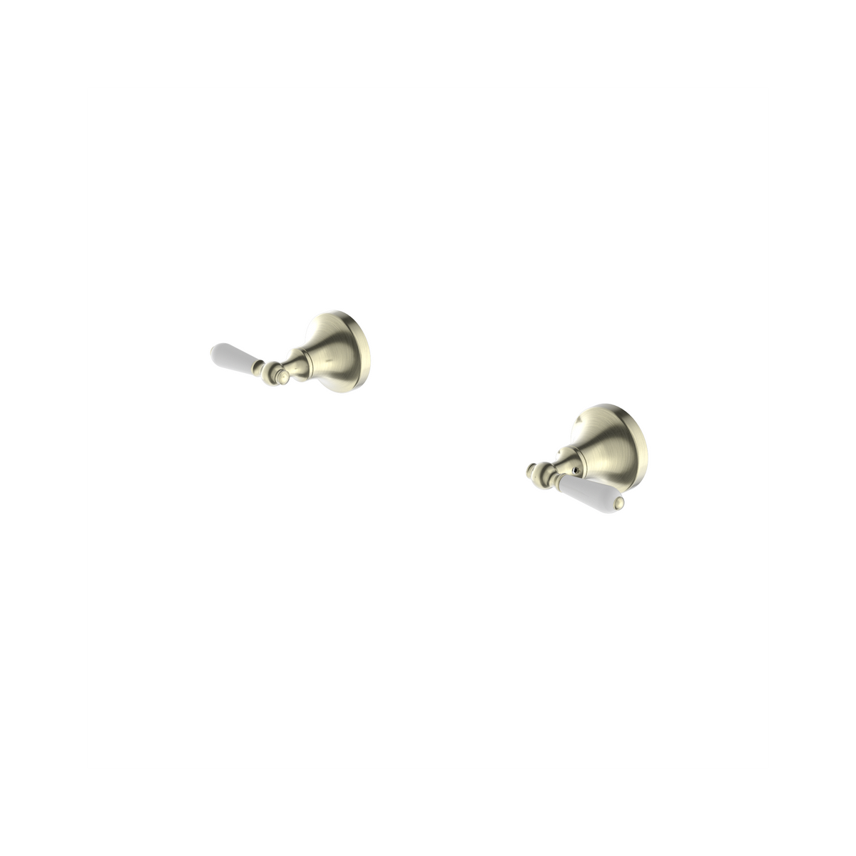 Nero York Wall Top Assemblies With White Porcelain Lever II, Aged Brass