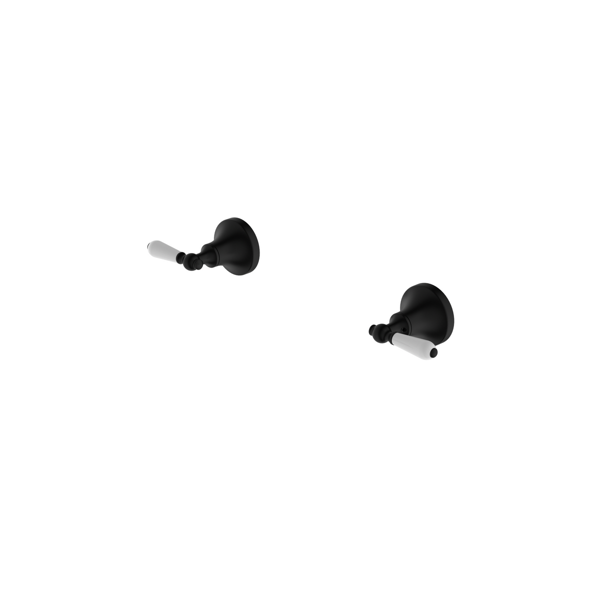 Nero York Wall Top Assemblies With White Porcelain Lever II, Matte Black