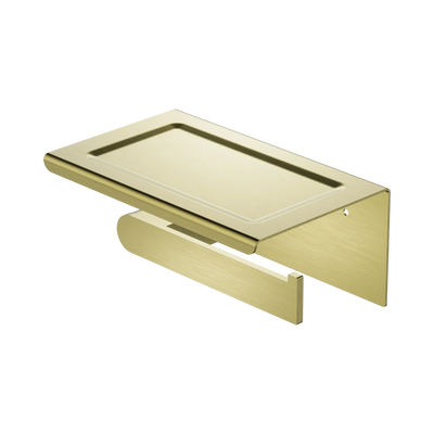 Nero Bianca Toilet Roll Holder With Phone Holder, Brushed Gold