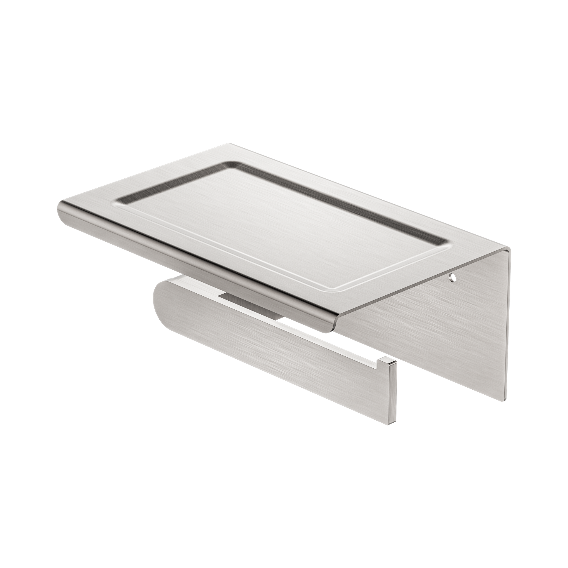 Nero Bianca Toilet Roll Holder With Phone Holder, Brushed Nickel
