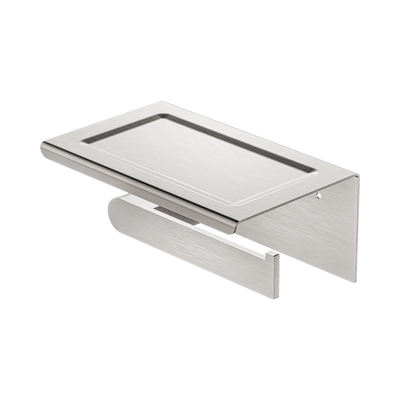 Nero Bianca Toilet Roll Holder With Phone Holder, Brushed Nickel