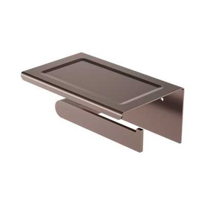 Nero Bianca Toilet Roll Holder With Phone Holder, Brushed Bronze