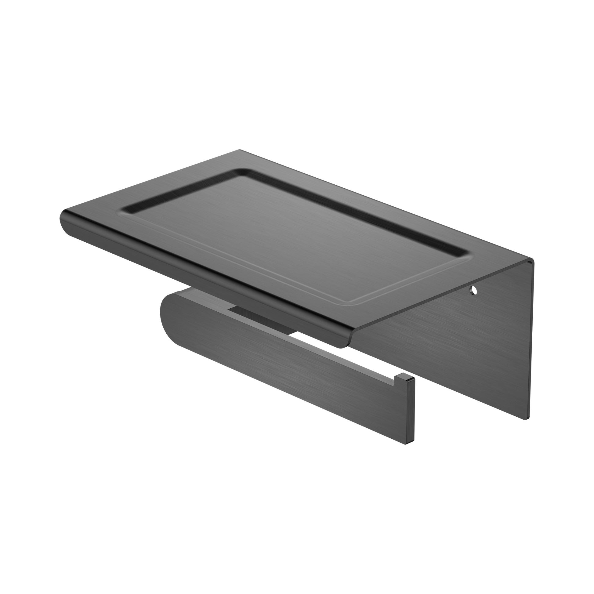 Nero Bianca Toilet Roll Holder With Phone Holder, Gun Metal