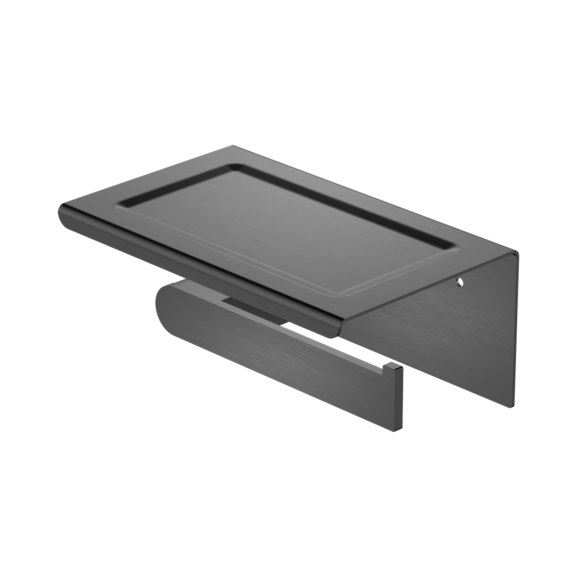 Nero Bianca Toilet Roll Holder With Phone Holder, Gun Metal