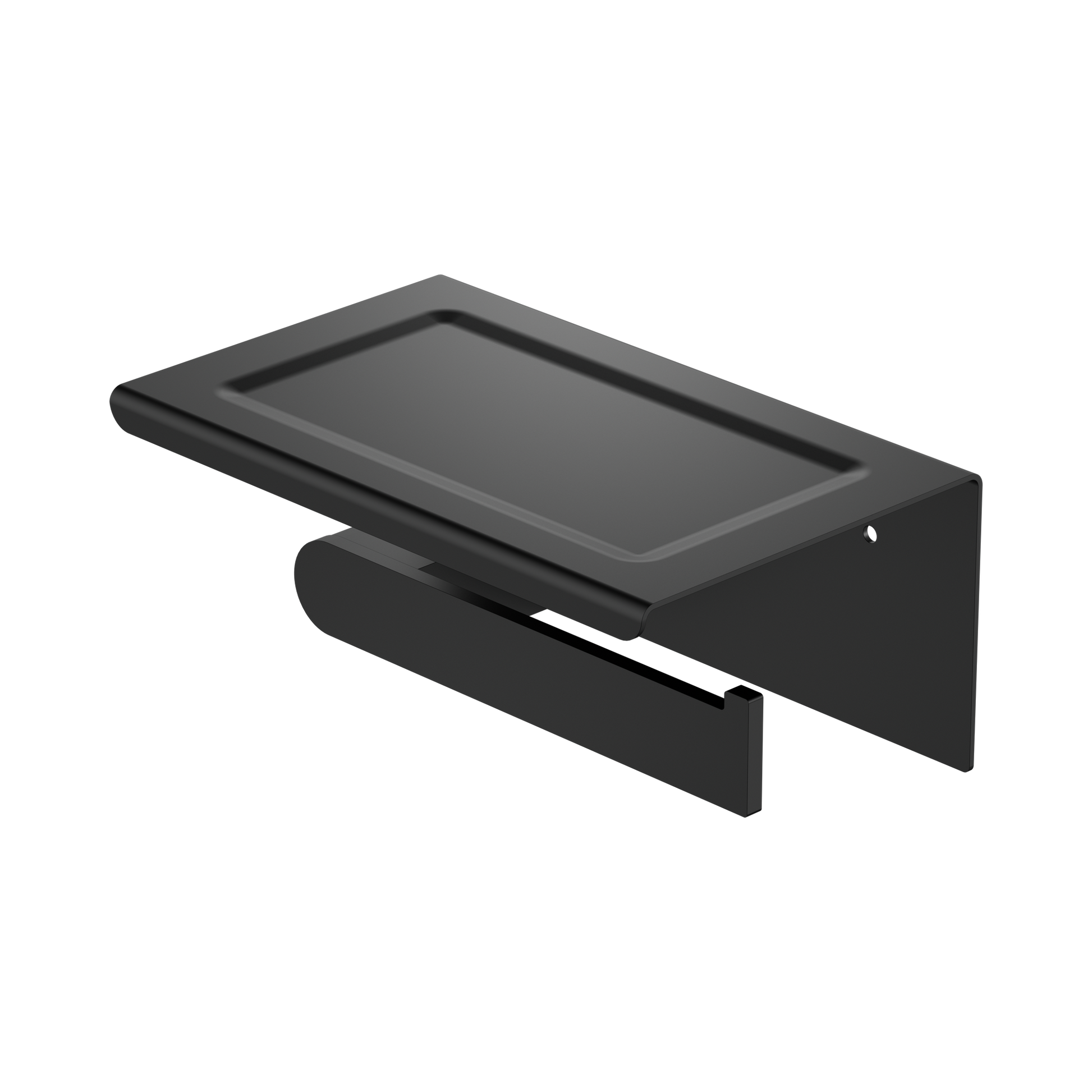 Nero Bianca Toilet Roll Holder With Phone Holder, Matte Black