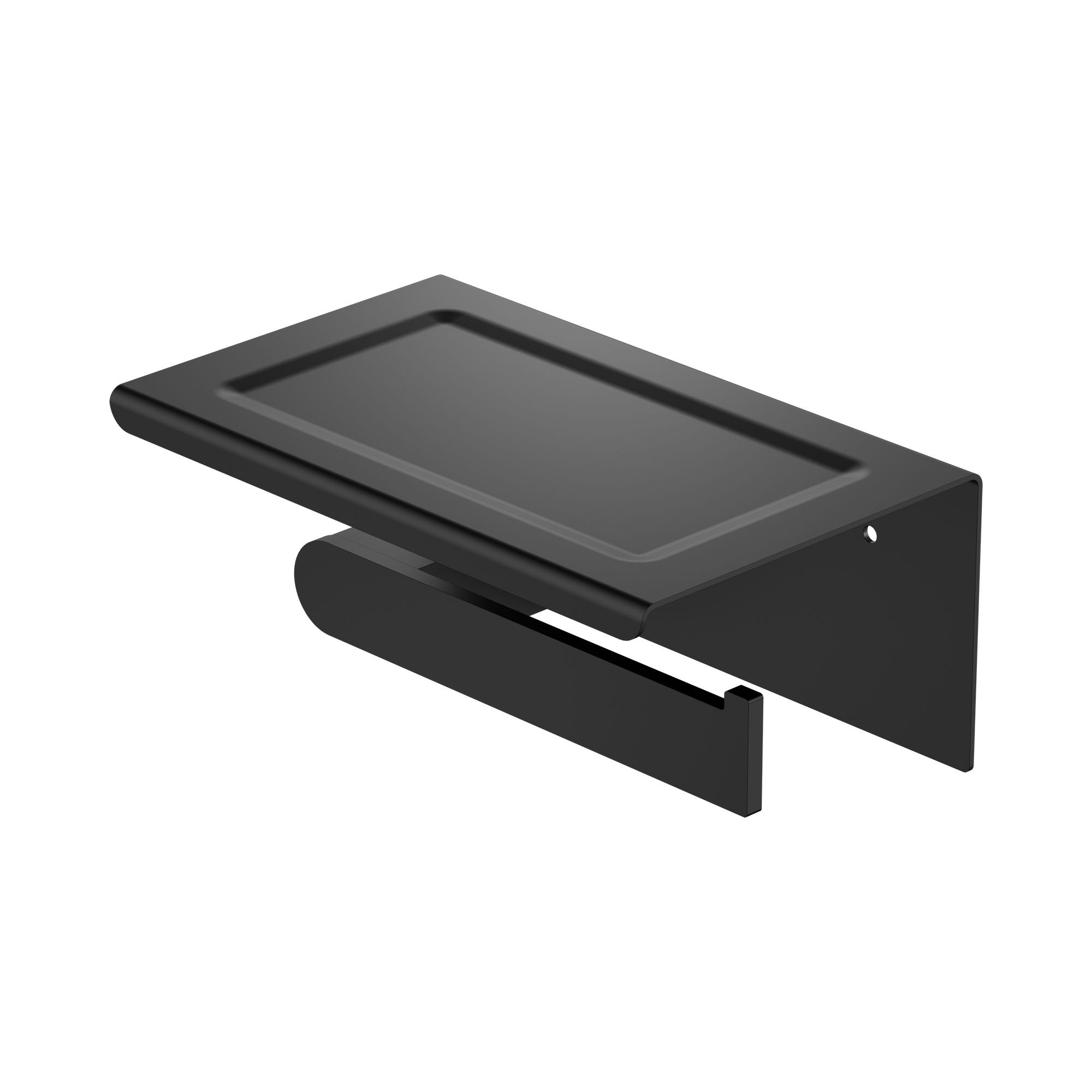 Nero Bianca Toilet Roll Holder With Phone Holder, Matte Black