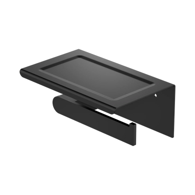 Nero Bianca Toilet Roll Holder With Phone Holder, Matte Black