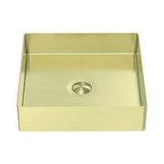 Nero Opal Square 400mm Stainless Steel Basin, Brushed Gold