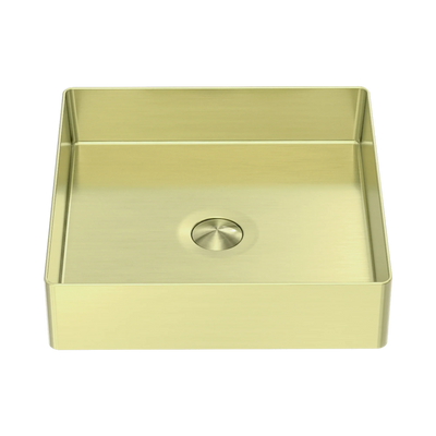 Nero Opal Square 400mm Stainless Steel Basin, Brushed Gold