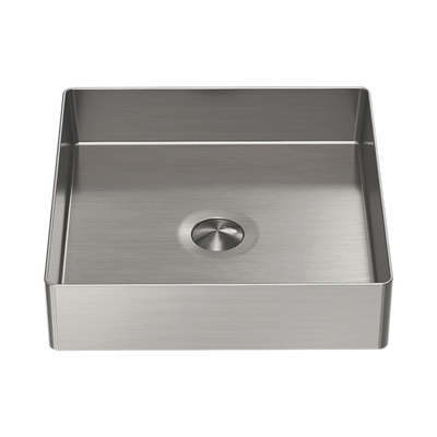 Nero Opal Square 400mm Stainless Steel Basin, Brushed Nickel