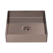 Nero Opal Square 400mm Stainless Steel Basin, Brushed Bronze