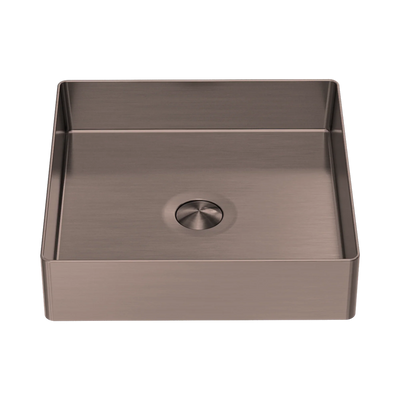 Nero Opal Square 400mm Stainless Steel Basin, Brushed Bronze