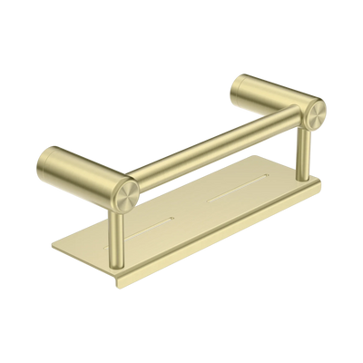 Nero Mecca Care 25mm Grab Rail With Shelf 300mm, Brushed Gold