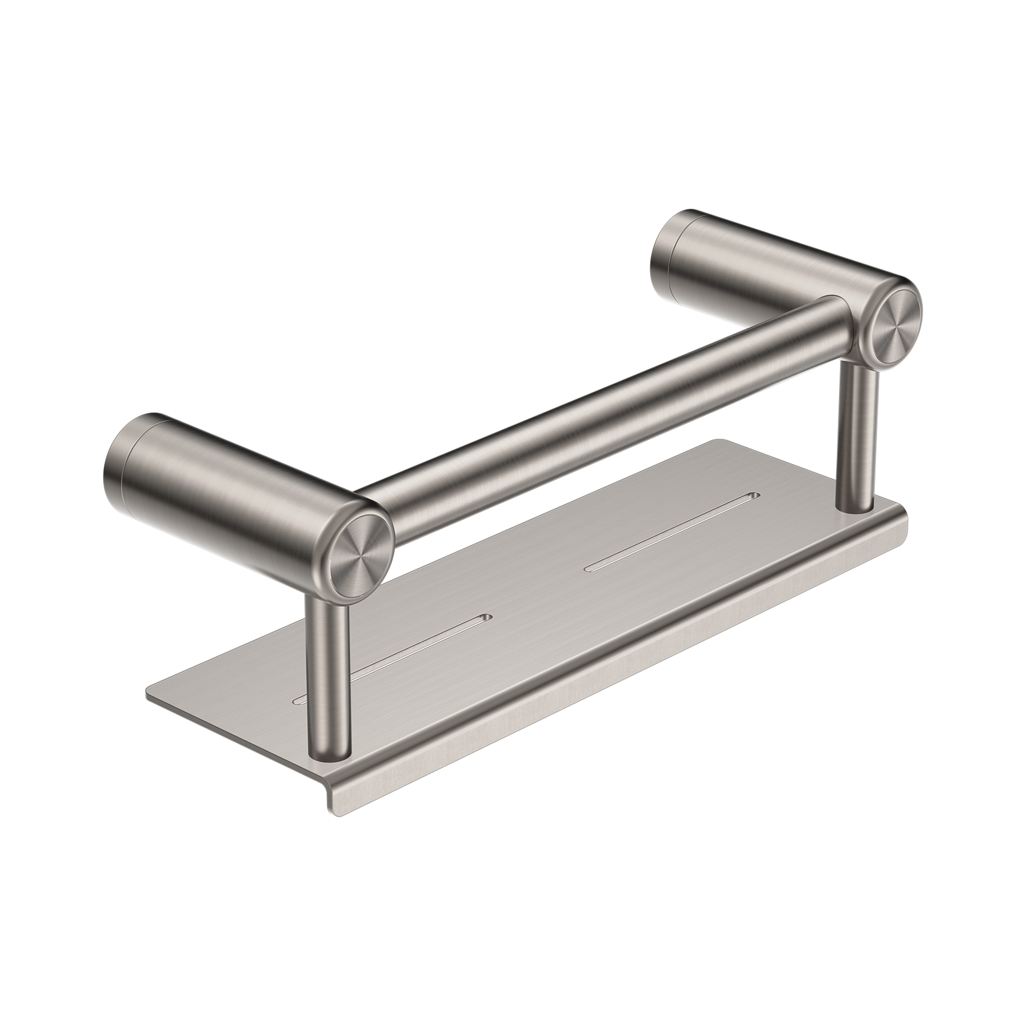 Nero Mecca Care 25mm Grab Rail With Shelf 300mm, Brushed Nickel