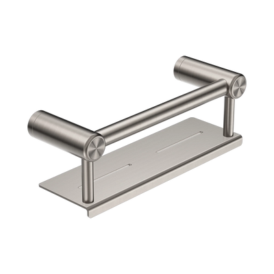 Nero Mecca Care 25mm Grab Rail With Shelf 300mm, Brushed Nickel