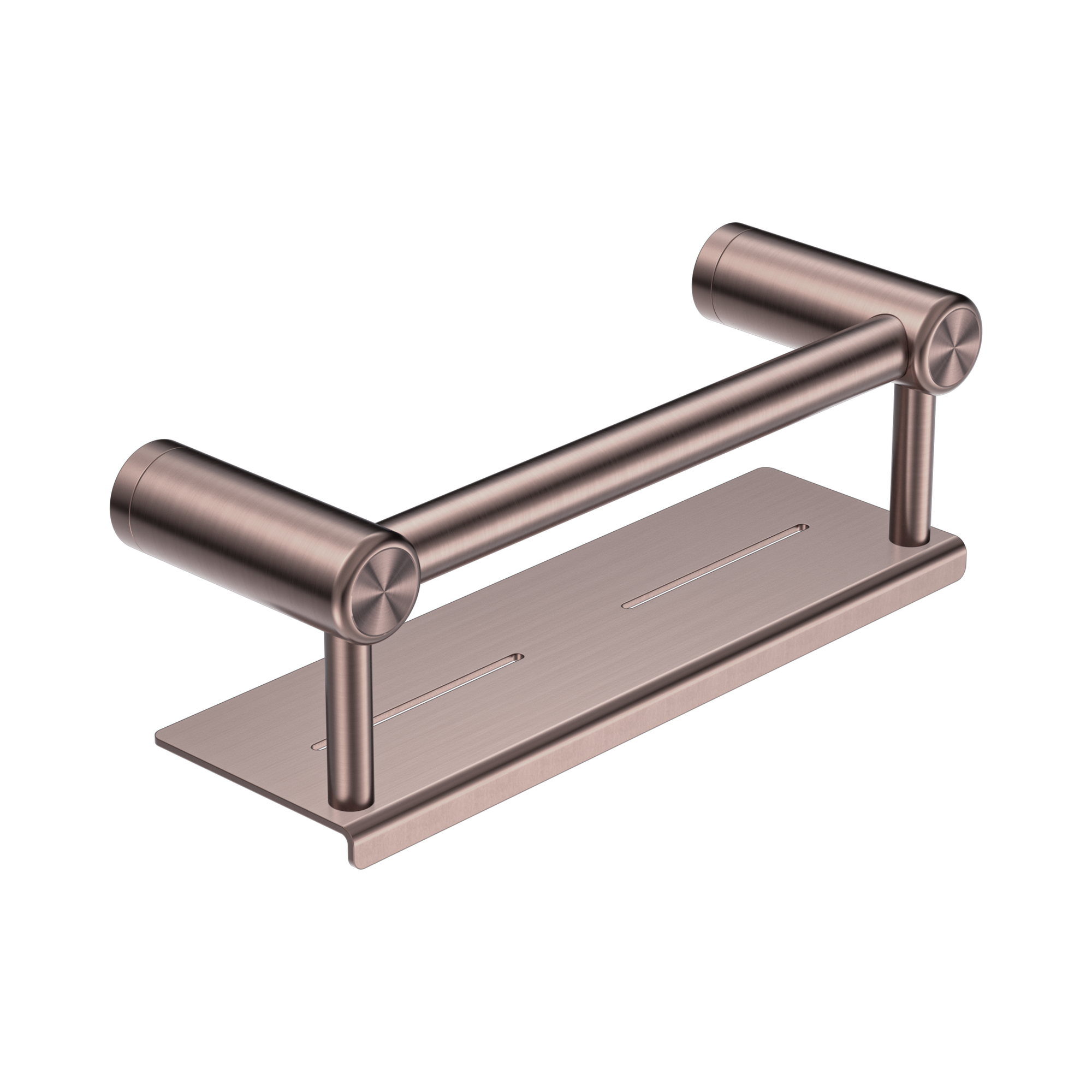 Nero Mecca Care 25mm Grab Rail With Shelf 300mm, Brushed Bronze