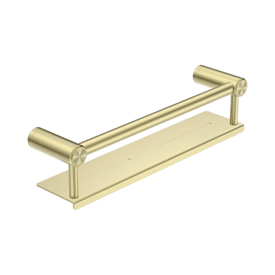 Nero Mecca Care 25mm Grab Rail With Shelf 450mm, Brushed Gold