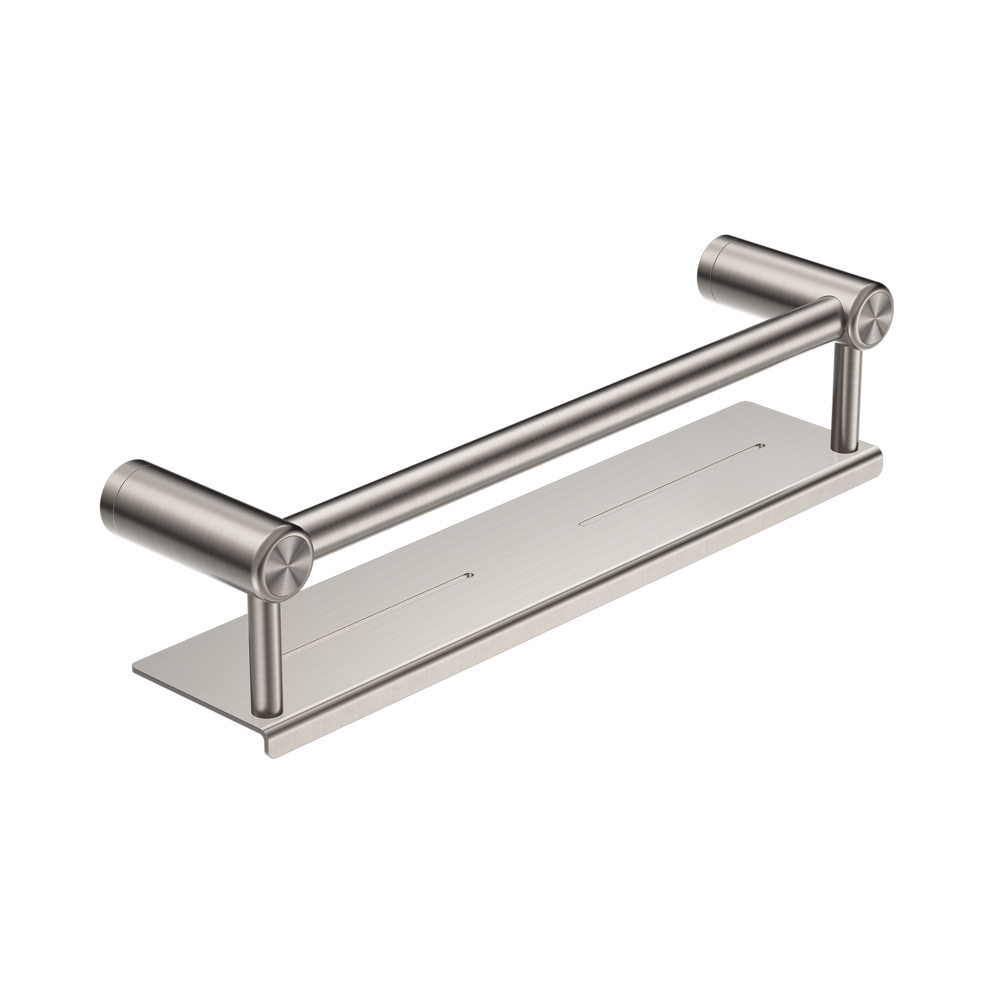 Nero Mecca Care 25mm Grab Rail With Shelf 450mm, Brushed Nickel