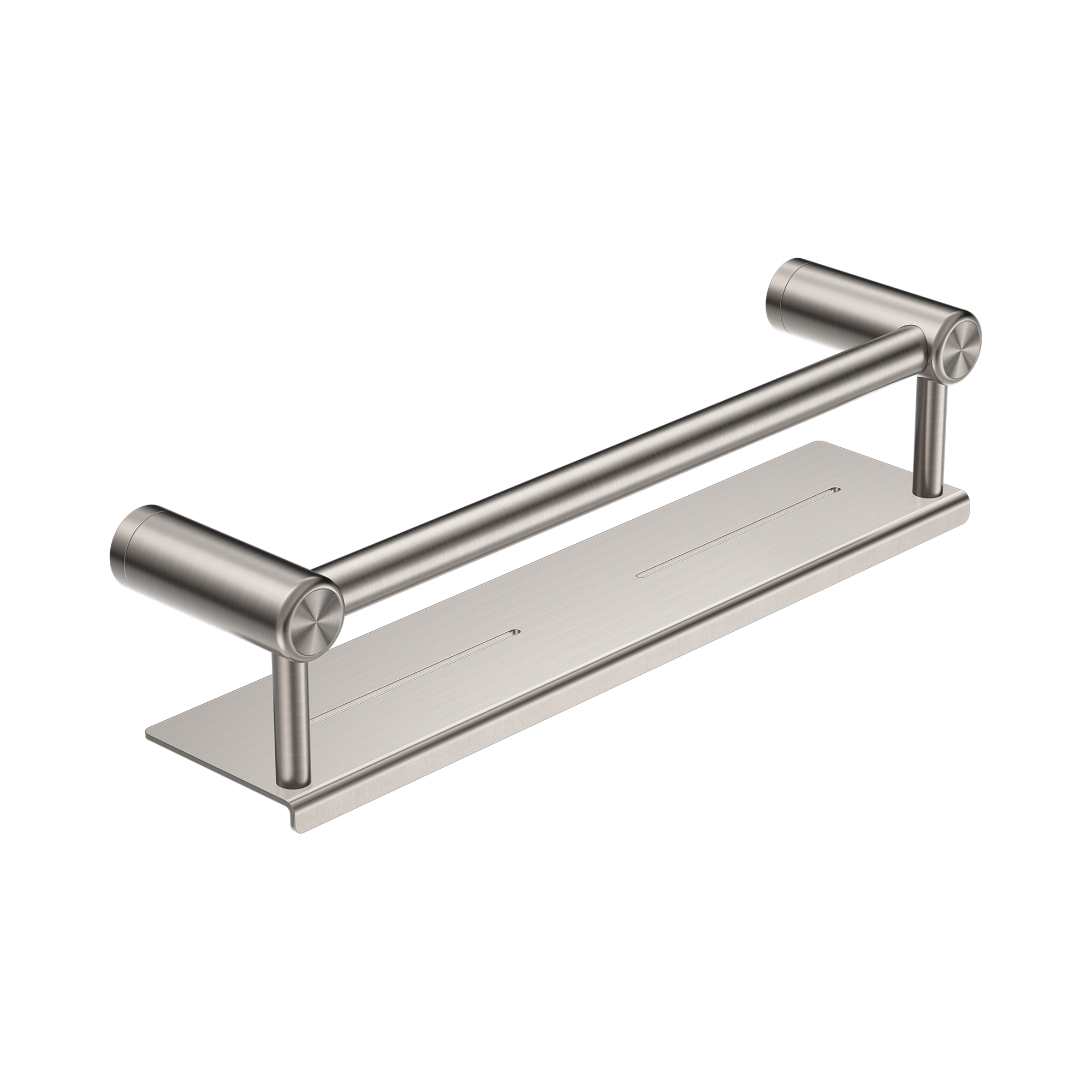 Nero Mecca Care 25mm Grab Rail With Shelf 450mm, Brushed Nickel
