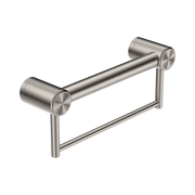 Nero Mecca Care 32mm Grab Rail With Towel Holder 300mm, Brushed Nickel