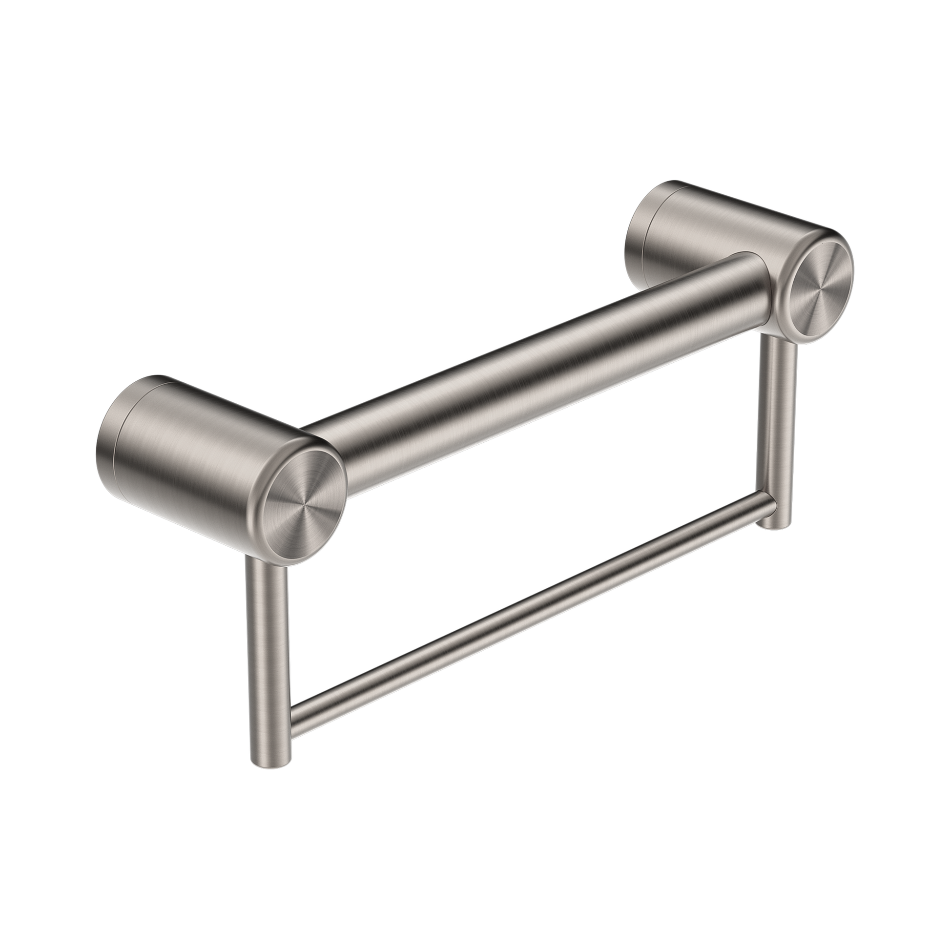Nero Mecca Care 32mm Grab Rail With Towel Holder 300mm, Brushed Nickel