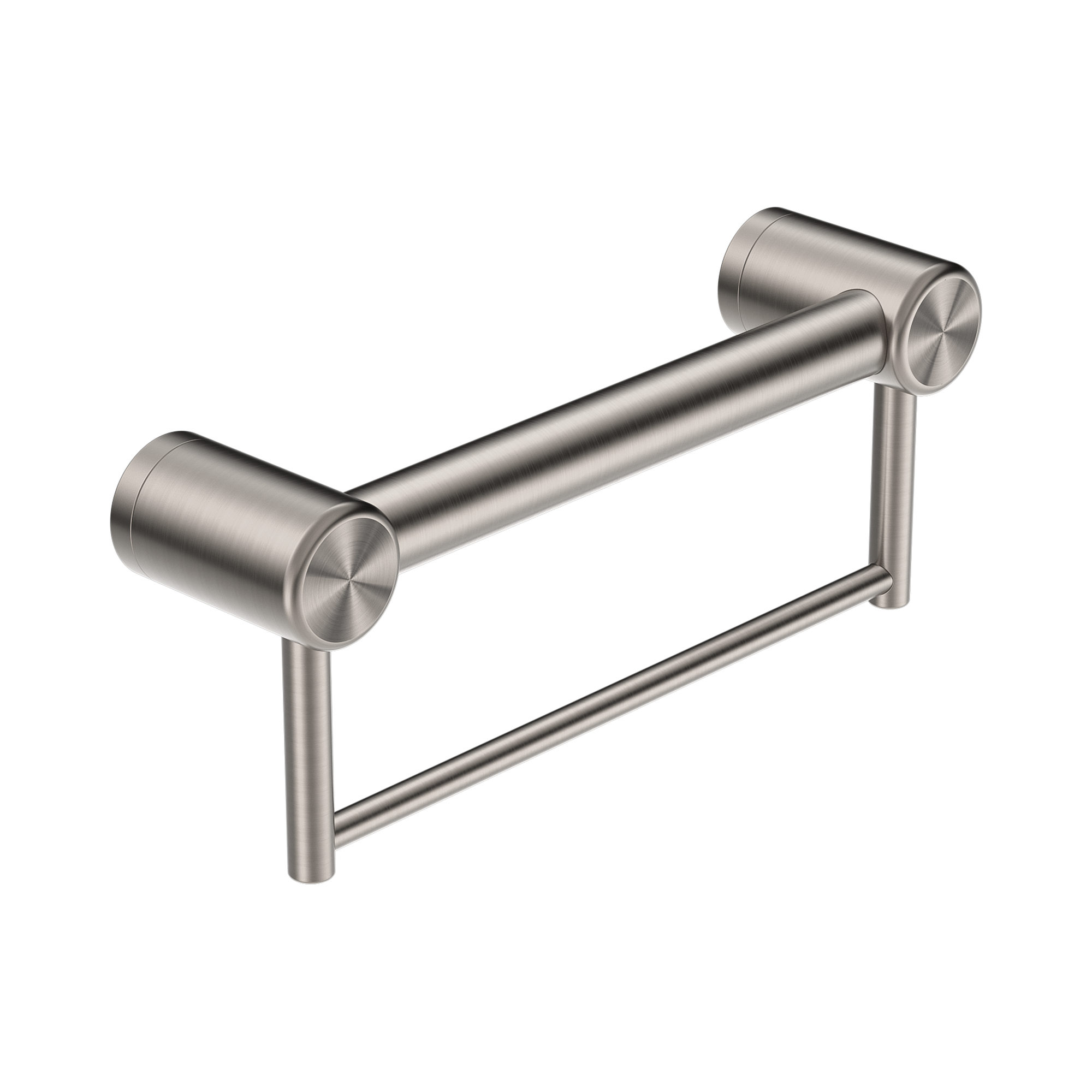 Nero Mecca Care 32mm Grab Rail With Towel Holder 300mm, Brushed Nickel