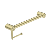 Nero Mecca Care 32mm Grab Rail With Toilet Roll Holder 450mm, Brushed Gold